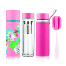 Ready to ship Amazon top sales 500ml DW Glass Water Bottle with stainless steel Tea Infuser and sleeve